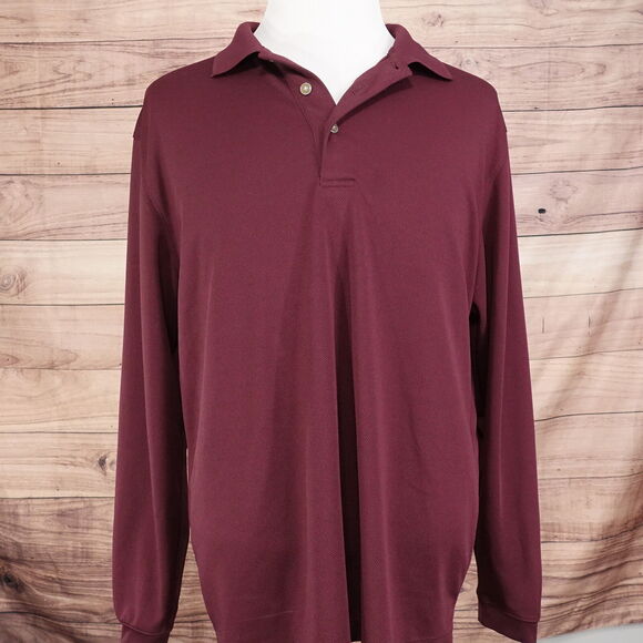 GRAND SLAM PERFORMANCE AIR FLOW BURGUNDY LONG SLEEVE GOLF POLO MENS SZ XL - Picture 3 of 6